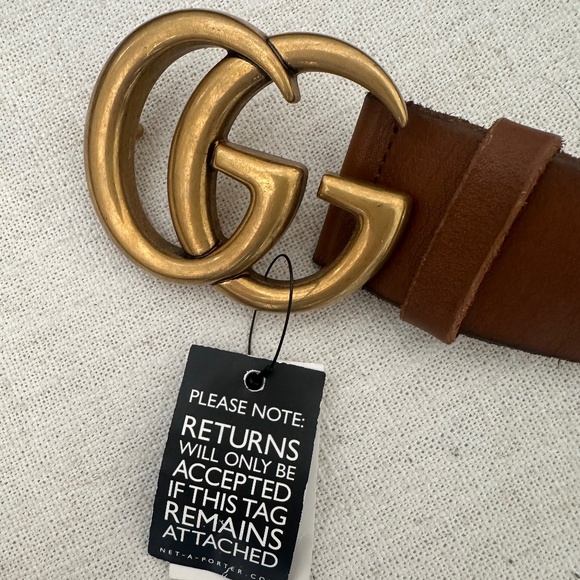 NWT GUCCI GG MARMONT WIDE BELT BROWN Gold Buckle 90M $570 Retail Authentic - Picture 3 of 15